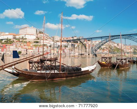 traditional port wine boats, Porto,  Portugal