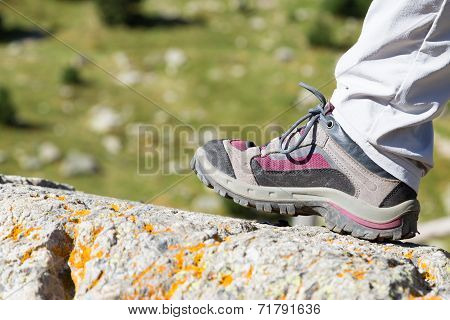 Hiking Boot On A Rock
