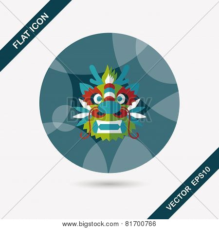 Chinese New Year Flat Icon With Long Shadow,eps10,the Dragon And Lion Dancing Head