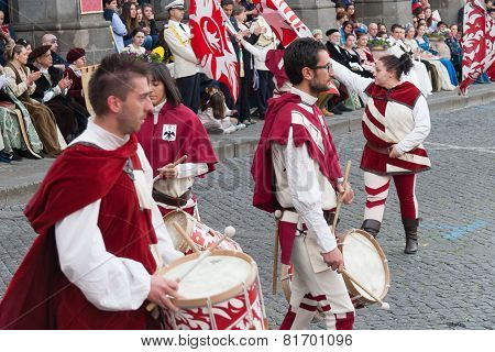 Acquapendente, ITALY - MAY 18, 2014: Festa dei Pugnaloni Festival in the City Center