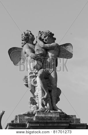 Angels statue inside the Caserta Palace Royal Garden