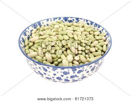 Flageolet Beans In A Blue And White China Bowl