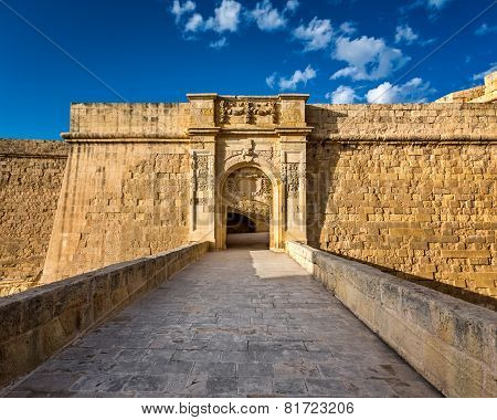 Fort Saint Angelo Gates In Citta Vittoriosa (birgu), Malta