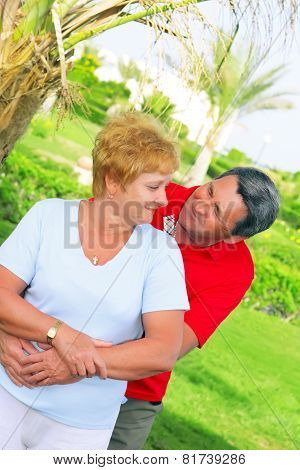 Elderly family couple .