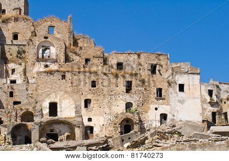 Panoramic view of Craco. Basilicata. Southern Italy.