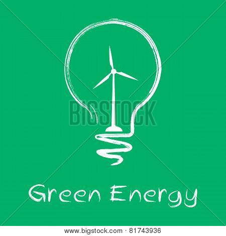 vector green energy lamp
