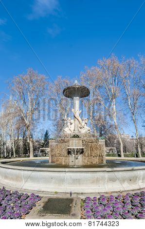 Galapagos Fountain In Madrid, Spain.