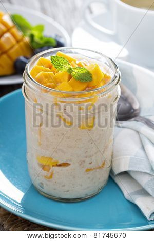 Coconut mango rice pudding