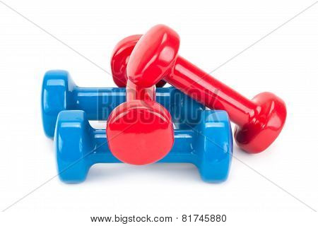 Set Of Dumbbells Isolated On White Background