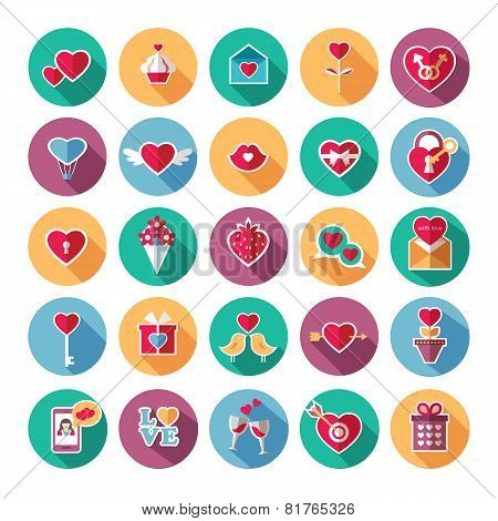Set of flat valentines day icons.