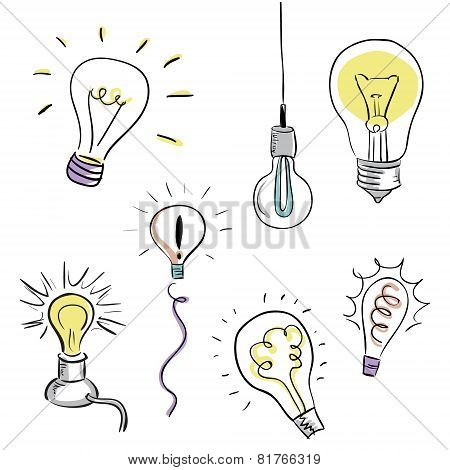 Vector Light Bulb Set, sketchy design