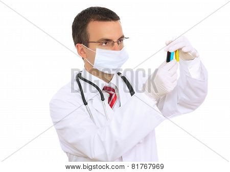 Doctor  Resarch A Medical Test Glass With Urine.