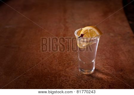 Tequila Shot With Lemon