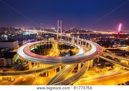 Shanghai Nanpu Bridge At Night