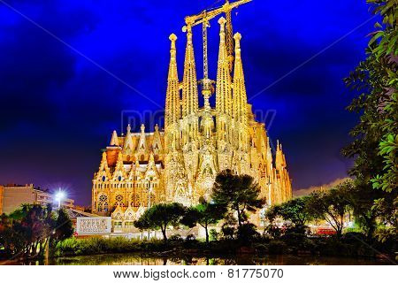 BARCELONA, SPAIN - SEPTEMBER 02: Sagrada Familia,beautiful and majestic  outdoor  view .