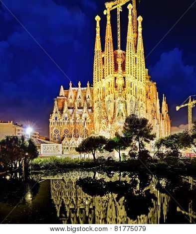 BARCELONA, SPAIN - SEPTEMBER 02: Sagrada Familia,beautiful and majestic  outdoor  view .
