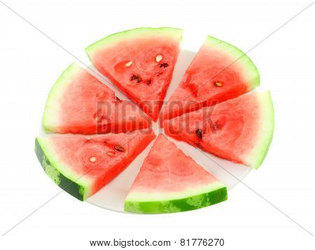 Slice Of Juicy Watermelon. Isolated