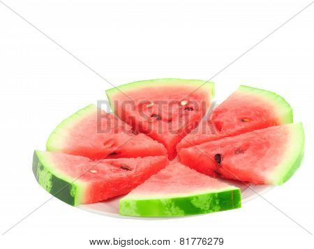 Slice Of Juicy Watermelon. Isolated
