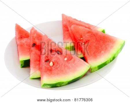 Slice Of Juicy Watermelon. Isolated