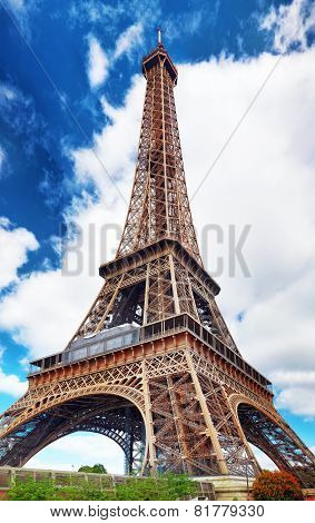 Eiffel Tower -view From The Champs De Mars.paris,france