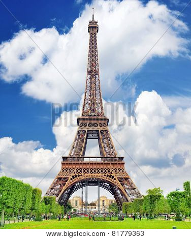 Eiffel Tower -view From The Champs De Mars.paris,france