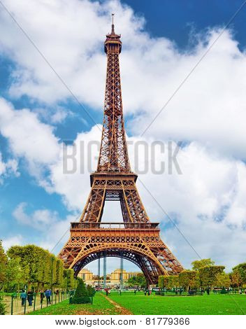 Eiffel Tower -view From The Champs De Mars.paris,france