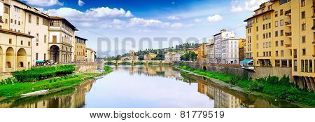 Arno River In Florence,tuscany, Italy. Panorama