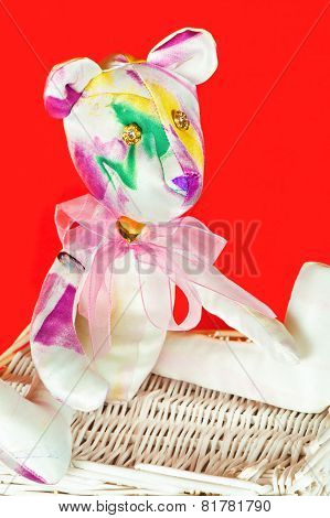 Silk Handmade Textile Provence Tilda Teddy Bear Toy.