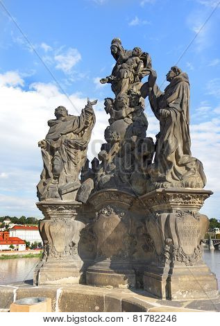 Statue On Charle's Bridge. Prague,