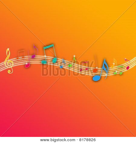 Notas de música em fundo laranja