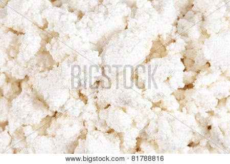 Fresh Cottage Cheese (curd) Heap, Isolated On White Background .