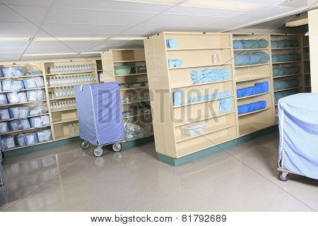 Medical staff sterilizing hands and arms before surgery