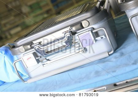 Medical staff sterilizing hands and arms before surgery