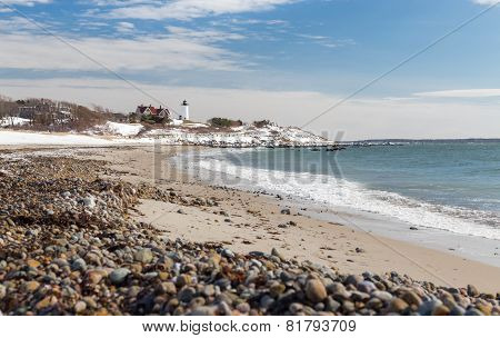 Nobska Point Lighthouse In Snow