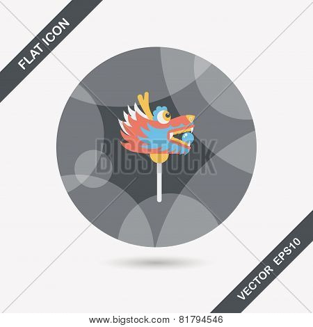 Chinese New Year Flat Icon With Long Shadow,eps10,the Dragon And Lion Dancing Head