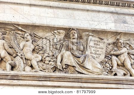 Moldings On The Arc De Triomphe. Paris. France.