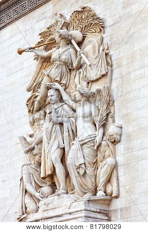 Moldings On The Arc De Triomphe. Paris. France.