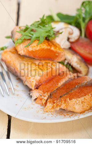 Grilled Samon Filet With Vegetables Salad
