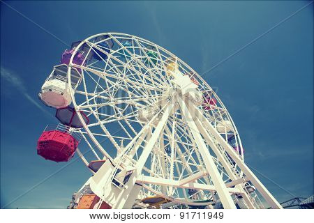BARCELONA, SPAIN - MAY 2, 2015: Ferrish-wheel in the Amusement Park on Mount Tibidabo in Barcelona, Catalonia, Spain