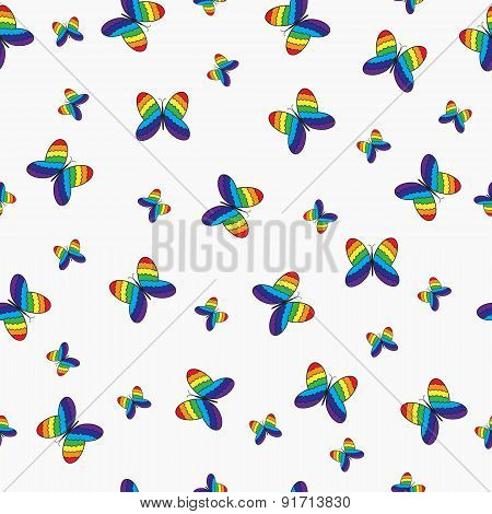 Seamless Pattern With Colorful  Butterflies.