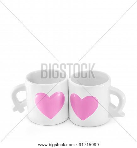 Sweet Couple Cups Lovely White Ceramic Cups For Lovers