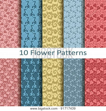 set of ten flower patterns