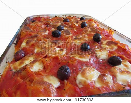 Home Made Baked Pasta On White Background