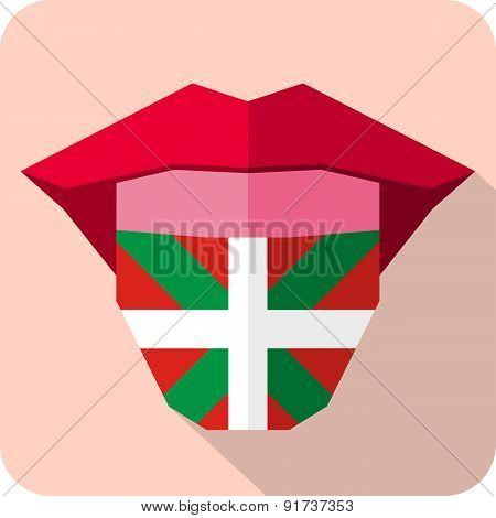 Tongue: Language Web Icon With Flag. Euskadi