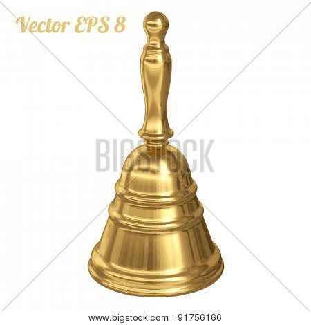 Golden Christmas hand bell vector illustration EPS 8.