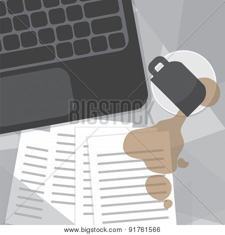 Top View Of Spilling Coffee On Work Space.