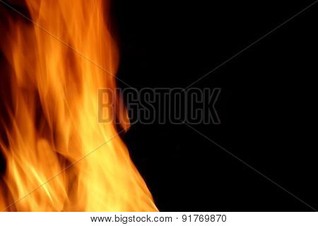 Flames Of Fire On The Black Background