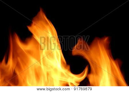 Flames Of Fire On The Black Background