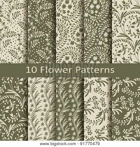 set of ten flower patterns