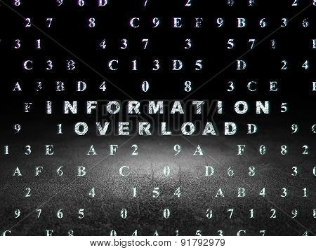 Information concept: Information Overload in grunge dark room